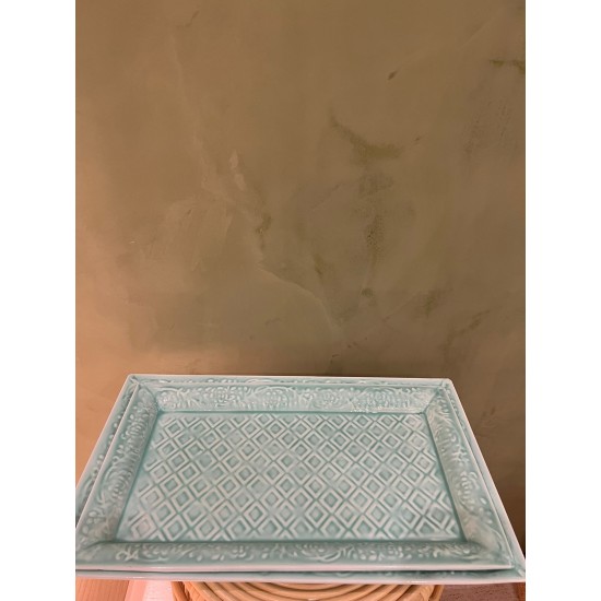 S/2 FLAT TRAY   TURQUOISE