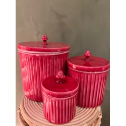 S/3 STRIPED JAR    RED