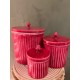 S/3 STRIPED JAR    RED