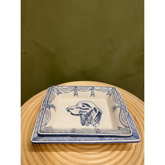 S/2 ASHTRAY    BLUE DOG