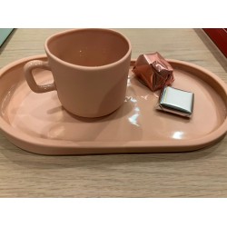 Espresso cup w/ tray S/2    pink