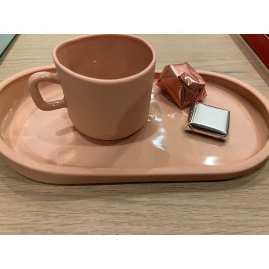 Espresso cup w/ tray S/2    pink