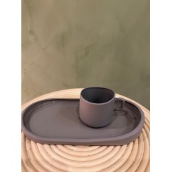 Espresso cup w/ tray S/2    grey