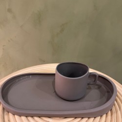 Espresso cup w/ tray S/2    grey