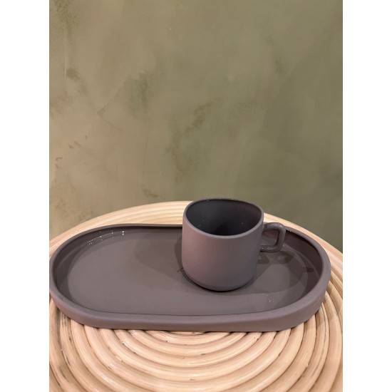 Espresso cup w/ tray S/2    grey