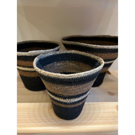 Basket S/3   black/brown