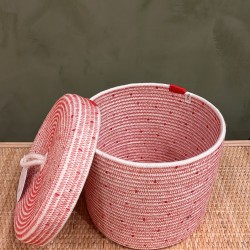 Lidded Cylinder Standard Red polka dot  