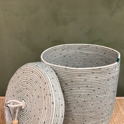 Lidded Cylinder Standard Green polka dot  