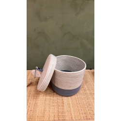Lidded Cylinder  XL Blue Grey Liquorice  