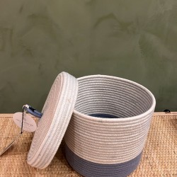 Lidded Cylinder  XL Blue Grey Liquorice  