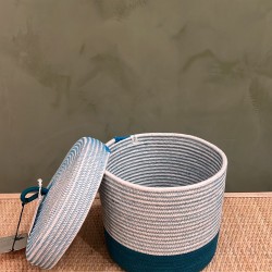 Lidded Cylinder  XL Teal Liquorice  