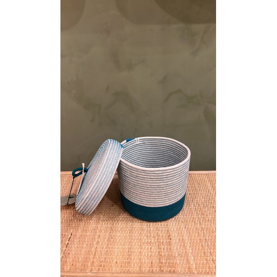 Lidded Cylinder  XL Teal Liquorice  