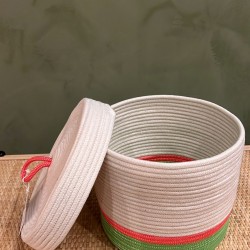 Lidded Cylinder  XL Neon Green & Neon Pink Poly