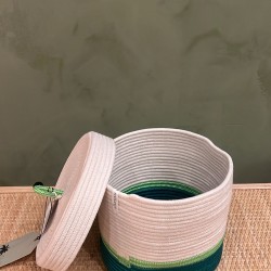 Lidded Cylinder  XL Emerald Green & Neon Green Poly