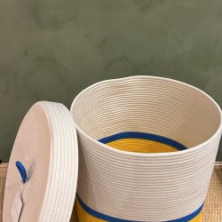 Lidded Cylinder XL  Yellow & Ocean blue Liquorice