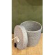 Lidded Cylinder  XL Blue polka dot