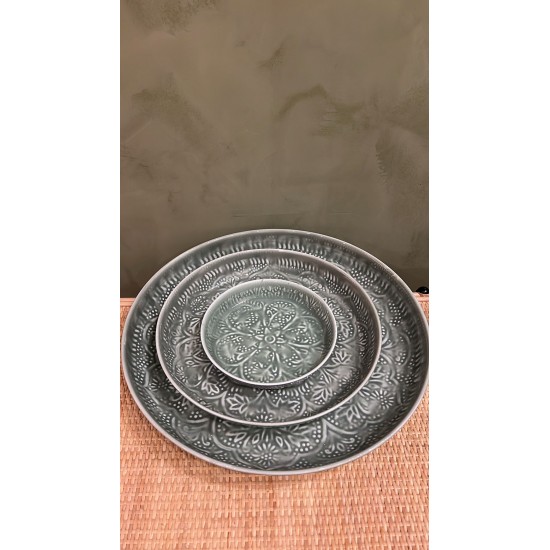 High round tray grey S/3 mandala  