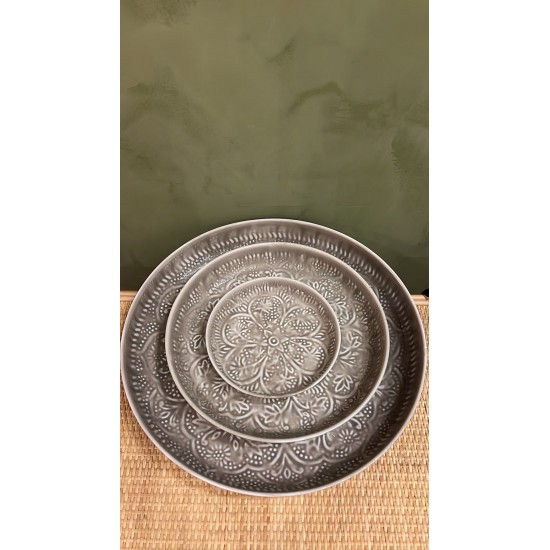 High round tray grey S/3 mandala  