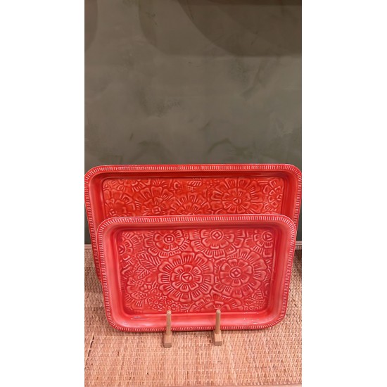Rect tray tomato red S/2 Popflow  