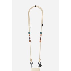Beige, white ,dark green beads chain  