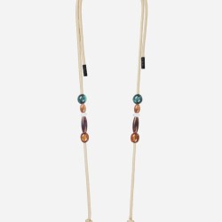 Beige, white ,dark green beads chain  