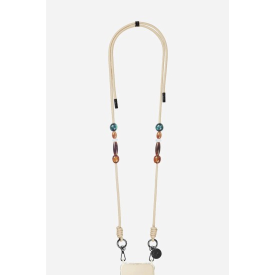 Beige, white ,dark green beads chain  
