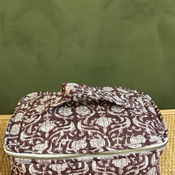 Maroon, White flowers  Square Vanity Bag 