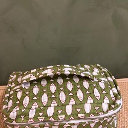 Green, White fish Square  Vanity bag 