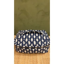Dark Blue,white fish square vanity bag 
