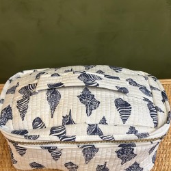 White ,Blue Shells Square Vanity bag 