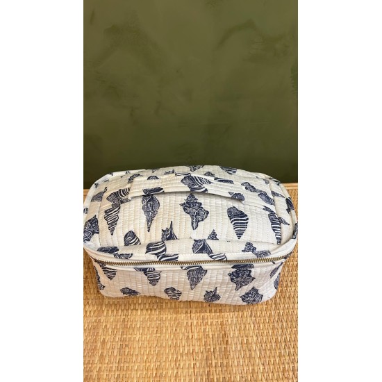 White ,Blue Shells Square Vanity bag 
