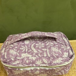 Lavender, White Flowers Square Vanity Bag 