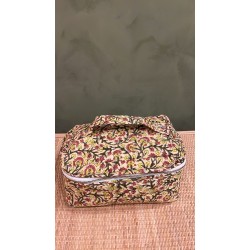 Light Yellow, Flowers Square Vanity Bag 