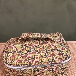 Light Yellow, Flowers Square Vanity Bag 