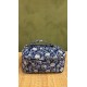 Blue, White Flowers Square Vanity Bag 