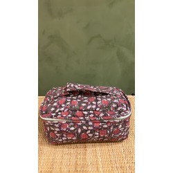 Maroon/Purple,Red flowers  Square Vanity Bag 