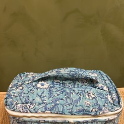 Turquoise,Blue Flowers Square Vanity Bag 