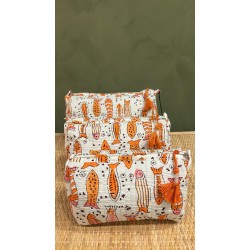 White,Orange Fish Toiletry Bags S/3 
