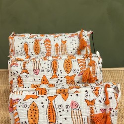 White,Orange Fish Toiletry Bags S/3 