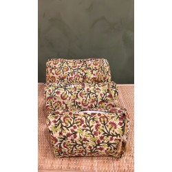 Light Yellow, Flowers Toiletry Bags S/3 