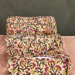 Light Yellow, Flowers Toiletry Bags S/3 