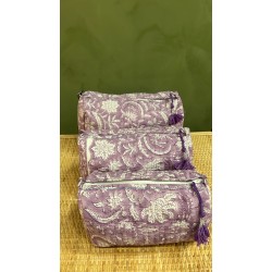 Lavender, White Flowers Toiletry Bags S/3 